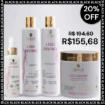 Kit Liso Divino Shampoo 300ml, Cond 300ml, Máscara 500g e Fluido Termoativado 120ml - DIHAIR