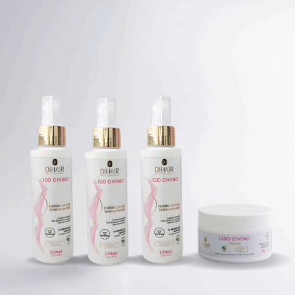 (EM TRIPLO) Kit 3 Fluído Termoativado Liso Divino 14 em 1 + Brinde Máscara Liso Divino 80g - Dihair